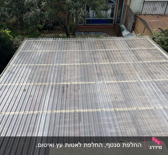 גג מתכת עם עצים מסביב